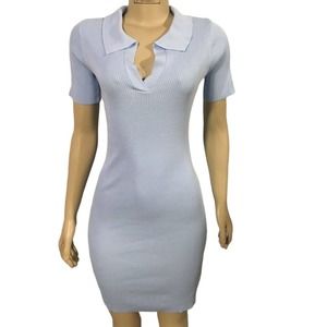 Rivir Women's Sweater Midi Dress Size Small Light Blue Lightweight Ribbed